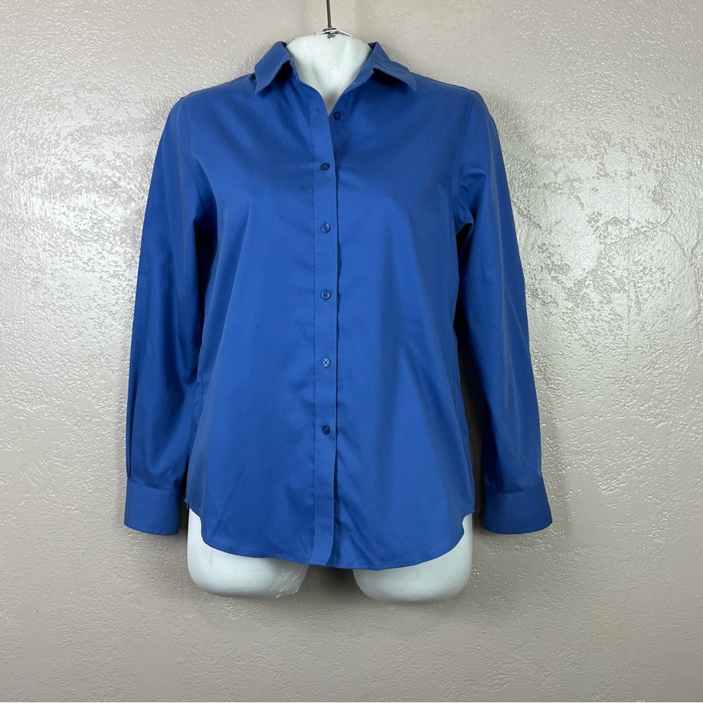 5 for 10 Jones New York easy care women long sleeve bottoms down blue shirt‎